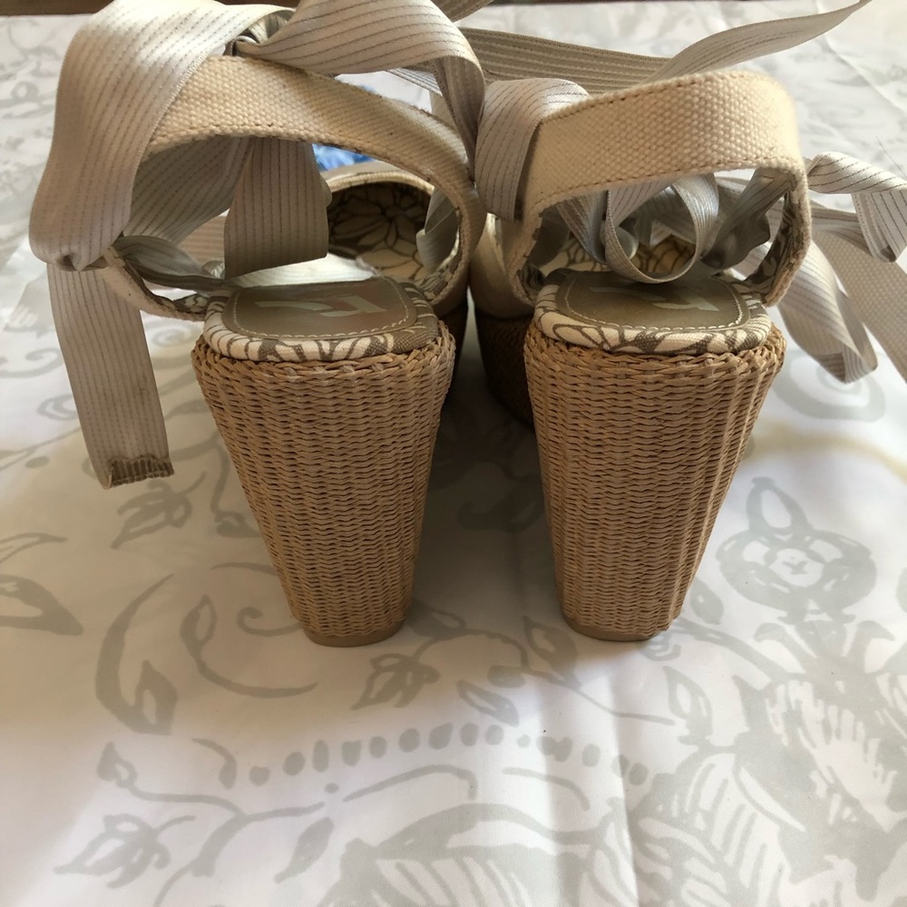 BNIB Report Basketweave Platform Ankle Tie Wedges - Picture 3 of 5